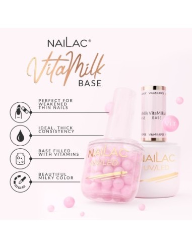 Hybrid Base- VitaMilk Base NaiLac 7ml - 2 - All Gel Polish Colours - NaiLac - 