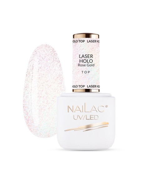 Hybrid top coat Laser Holo Top Rose Gold NaiLac 7ml - 1 - Categories - 