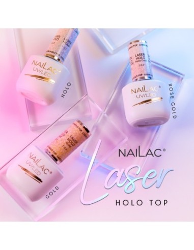 Hybrid top coat Laser Holo Top Rose Gold NaiLac 7ml - 4 - Categories -