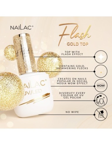 Hybrid top coat Flash Gold Top 7ml NaiLac - 1 - Categories - 