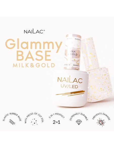 Glammy Rubber Base Milk&Gold NaiLac 7ml - 3 - Glammy Rubber Bases - 