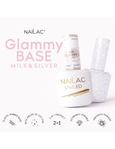 Glammy Rubber Base Milk&Silver NaiLac  7ml - 3 - Glammy Rubber Bases - 