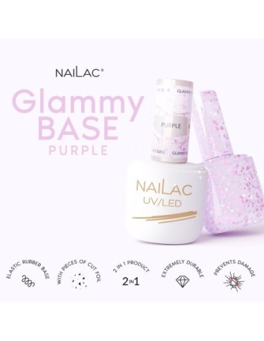 Glammy Rubber Base Purple NaiLac 7ml - 3 - Glammy Rubber Bases - 