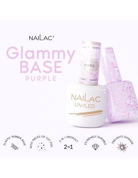 Glammy Rubber Base Purple NaiLac 7ml - 3 - Glammy Rubber Bases - 