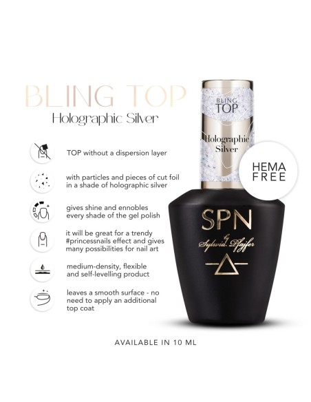 Bling TOP Holographic Silver UV LaQ 10ml - 1 - Categories - 