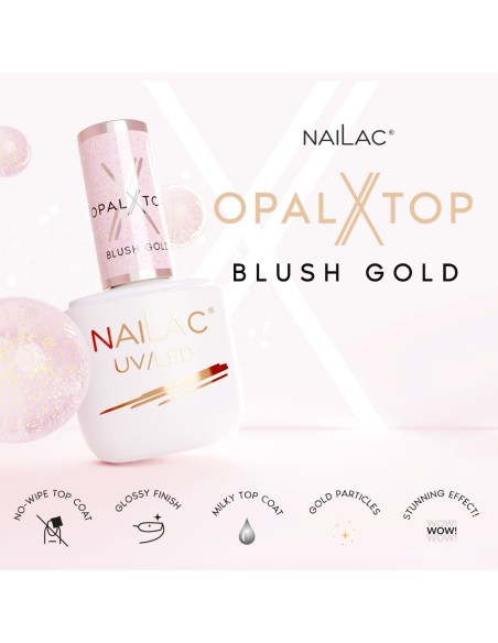 Hybrid top coat OpalX Top Blush Gold NaiLac 7ml - 11 - Tops and Bases - NaiLac -