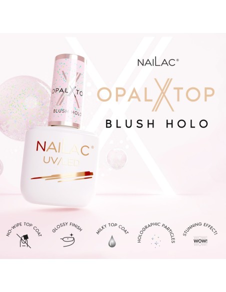 Hybrid top coat OpalX Blush Holo NaiLac 7ml - 2 - Tops and Bases - NaiLac - 
