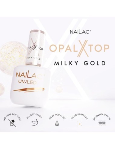 Hybrid top coat OpalX Top Milky Gold NaiLac 7ml - 2 - Tops and Bases - NaiLac - 