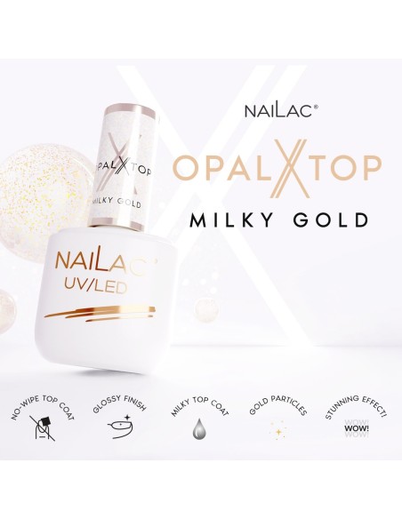Hybrid top coat OpalX Top Milky Gold NaiLac 7ml - 2 - Tops and Bases - NaiLac - 