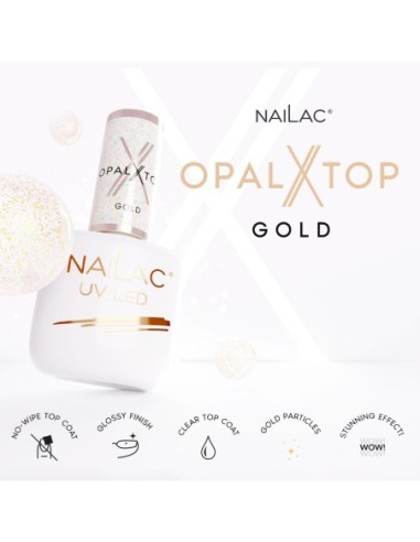 Hybrid top coat OpalX Top Gold NaiLac 7ml - 2 - Tops and Bases - NaiLac - 